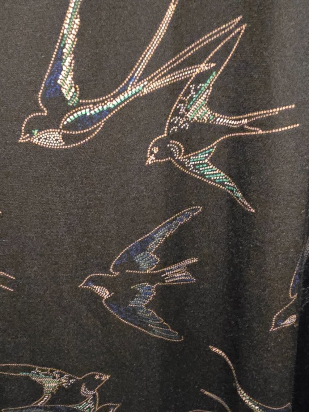 Torrid Swallow Print Studio Knit Faux Wrap Dress Chiffon Sleeve - Plus - Picture 9 of 11